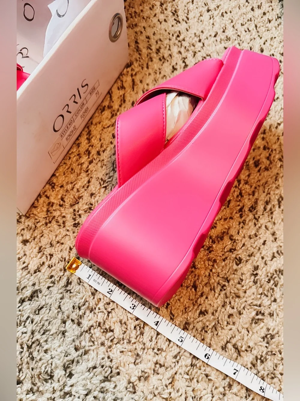 & Other Stories Bright Pink Platform Slide Sandals